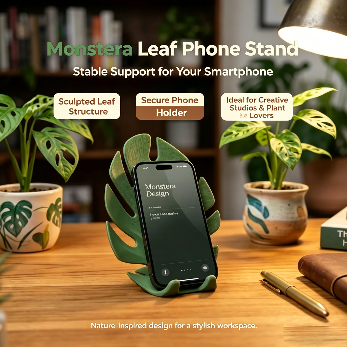 3D Printing Table - 3D Printed Monstera Leaf Phone Stand