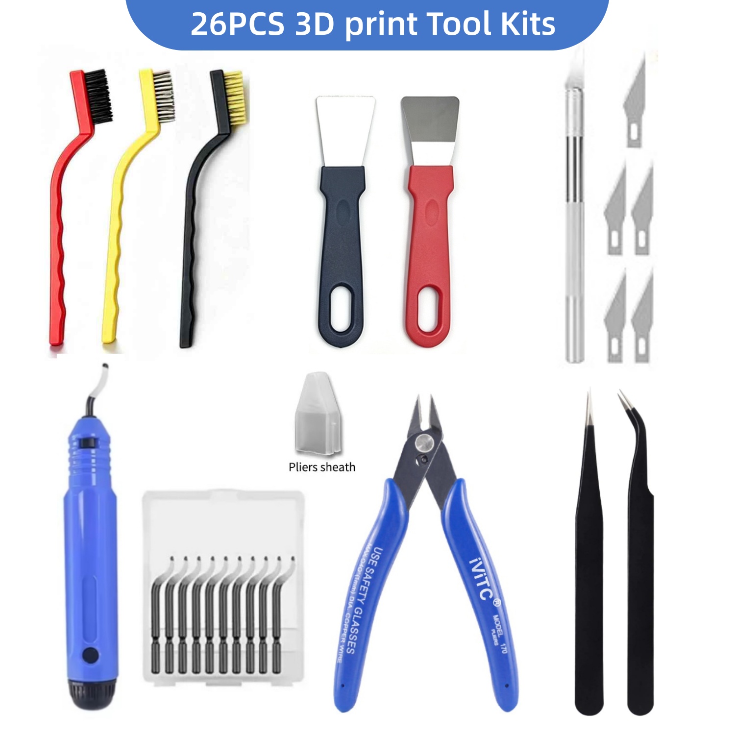 3D Printing Nerd - 26PCS 3D Print Tool Kit Scrapers