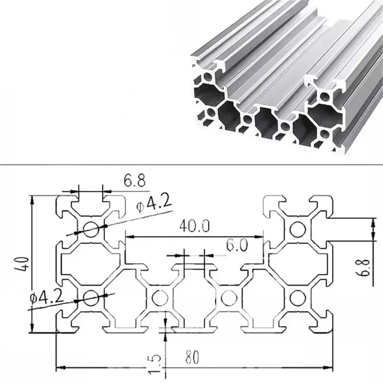 4080U Industrial Aluminum Prof - V Slot Aluminum Extrusion 评论和价格