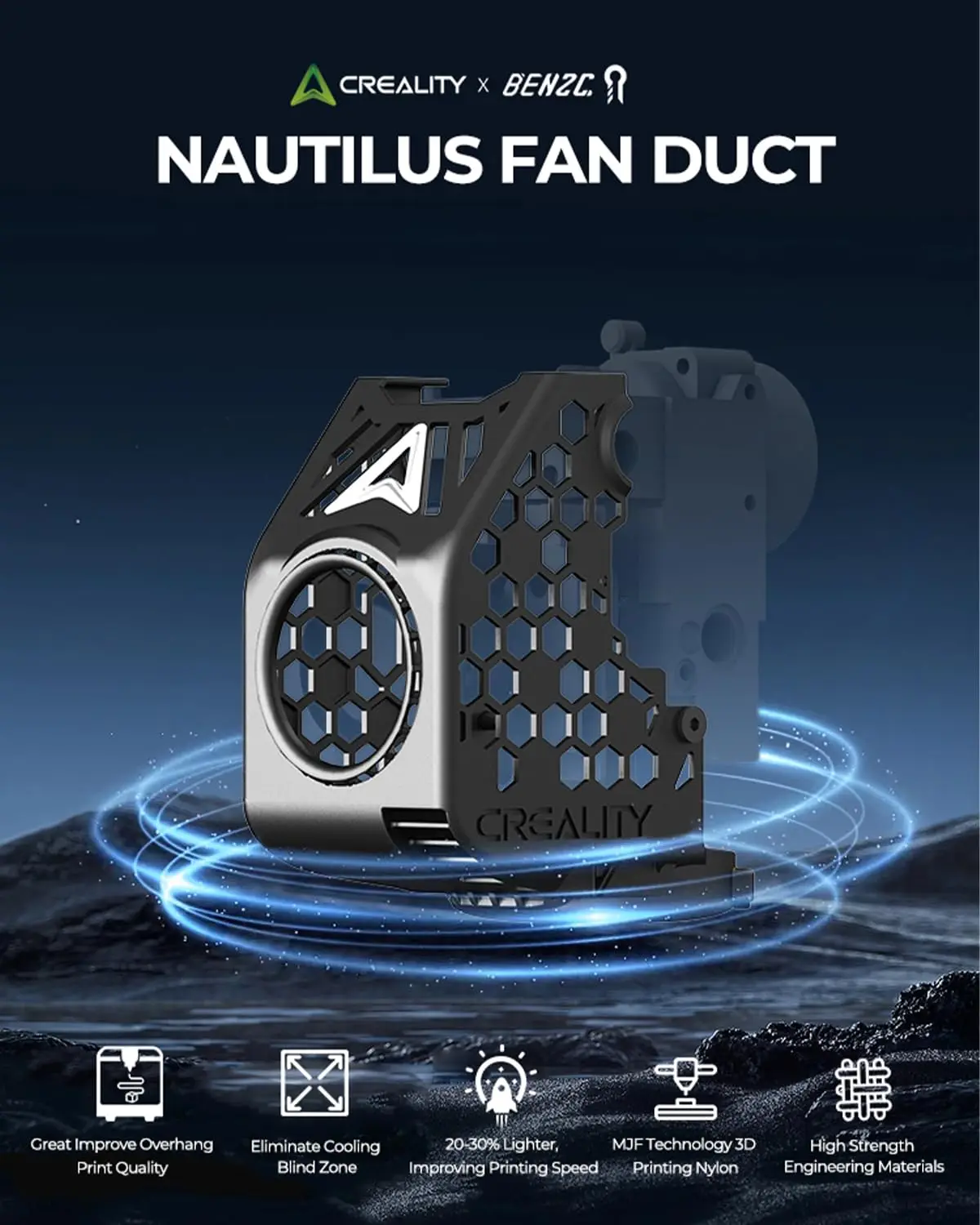 Creality X BEN2C Nautilus Fan  - 3D Printing Overhangs 评论和价格