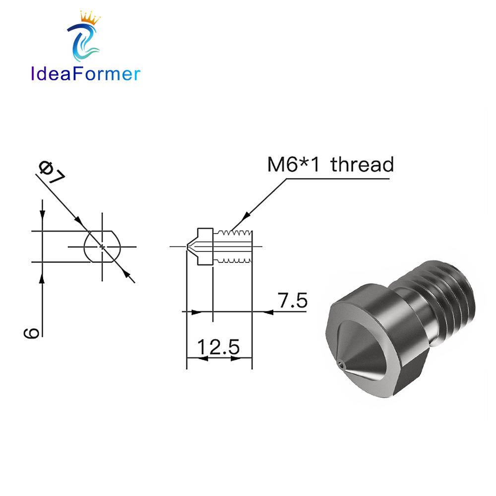 V6 Nozzle Hardened Steel 0.2/0 - 3D Printing Pdf 评论和价格