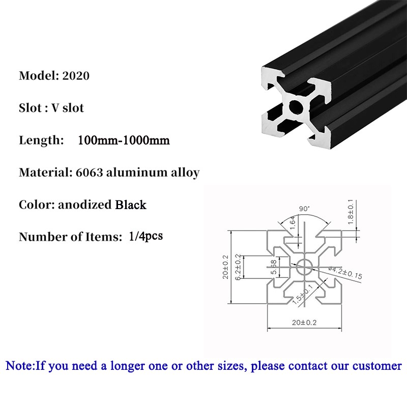1/4PCS 2020 V-slot 2020V Europ - V Slot Aluminum Extrusion 评论和价格