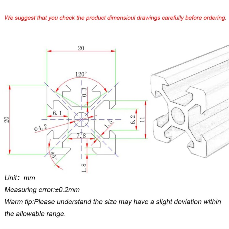 1/4PCS 2020 V-slot 2020V Europ - V Slot Aluminum Extrusion 评论和价格