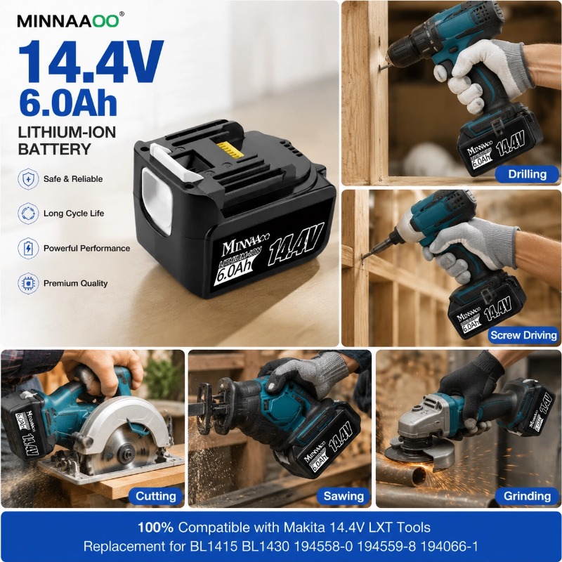 For Makita 14.4V 6.0Ah 5.0Ah L - Makita Drill Hp1640 评论和价格